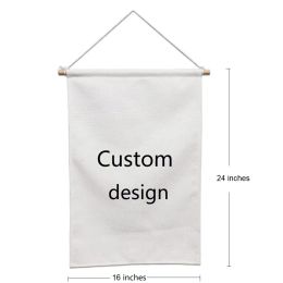 Home decor faux linen hanging wall banner 16x24 inches white blanks for sublimation LL