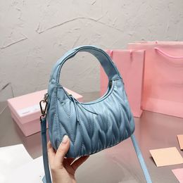 Pleated Hobo Bag Mini Bag Crossbody Bag Shoulder Bags Women Tote Bag Handbags Clutch Bag Dinner Bag Purse Leather Hobos Long Strap Zipper Fashion Letter Hardware