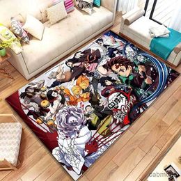 Carpets 3D Demon Slayer Cartoon Area Rug Large Carpet Rug for Living Room Bedroom Sofa Doormat Decoration Kids Play Non-slip Floor Mat