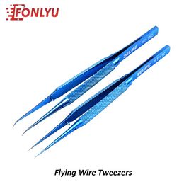 Pincet RELIFE Titanium Alloy Precision Flying Wire Blue Tweezers For Mobile Phone Soldering Motherboard BGA Fingerprint Repair Tool Set