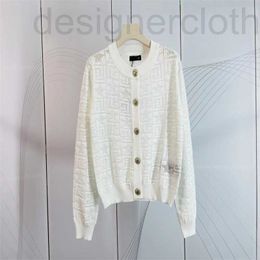 Women's Jackets designer luxury 2023 Autumn/Winter New Small Fragrance Bal Round Neck Gold Button Long Sleeve Hollow Knitted Cardigan Coat Top ZPFU