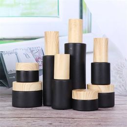 20ml 30ml 40ml 50ml 60ml 80ml 100ml Black Frosted Glass Bottle Empty Refillable Cosmetic Jars Lotion Spray Pump Container Bottles Vxtvn