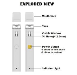 Imini Neutral Box Pack 1ml 2ml Rechargeable E Cigarettes Empty 300mAh Disposable vape pens 1ml pod Battery Empty Vapes Pen Charger Ceramic Coil USB Charging Preheat