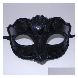 Party Masks Women Girls Y Black Lace Edge Venetian Masquerade Hallowmas Mask With Shining Glitter Dance Drop Delivery Home Garden Fe Dhzen