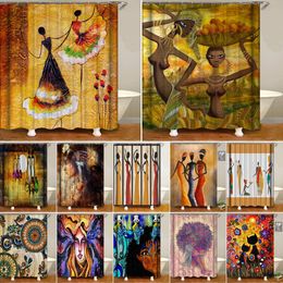 Curtains Abstract African American Women Shower Curtain Slim Sexy Girl Prints Fabric Polyester Bathroom Curtains Home Decoration