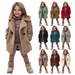 Down Coat Warm Lamb's Wool Jackets For Girls Boys Winter Fleece Outerwear Autumn Children Fashion SingleBreasted Coats Big Kids Clothes 231128
