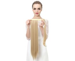 Magic Wrap Around Synthetic Long Straight Ponytail Hair Extension 24inch 32 inch Clip in Hairpiece Blonde Wrap Around Pigtail Smooth Ponytails