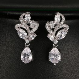 Stud Emmaya Elegant Marquise Stone Cluster Flower Earring Pear Shape Cubic Zirconia Dangle Earrings for Women Party Jewellery 231128