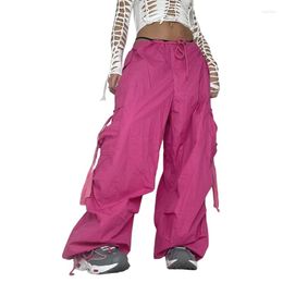 Women's Pants Summer Fashion Sweetheart Casual Pink Big Pockets Street Dance Wide Leg Loose Elastic Waist Harem