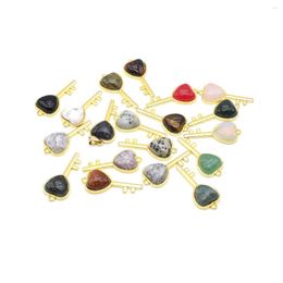 Pendant Necklaces Natural Stone Pendants Key Shape Golden Healing Crystal Agate For Jewelry Making Necklace Decoration