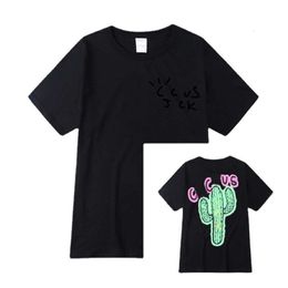 Designer de luxo kanyes clássico hip hop high street cactus em torno de tour impresso camisetas de manga curta masculina e feminina