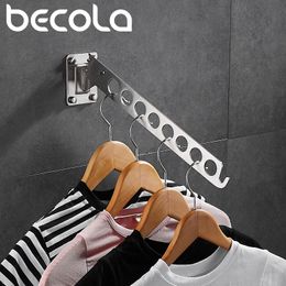 Organisation BECOLA 8hole Support Hangers for Clothes Drying Rack Multifunction Stainless Steel Clothes Rack Home Storage Hangers