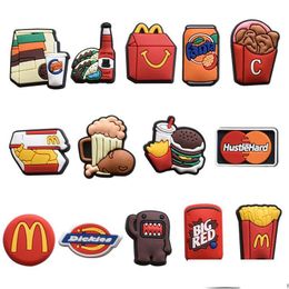 Cartoon Accessories Wholesale Fast Food Drinks Fried Chicken Soft Pvc Shoe Charm Accessories Decoration Buckcle For Clog Bracelet Wris Dhj8F