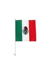 Mexico Car Hold Flag National 30X45cm with 43cm Plastic Poles 100D polyester with 80 Bleed one Layer 3616563