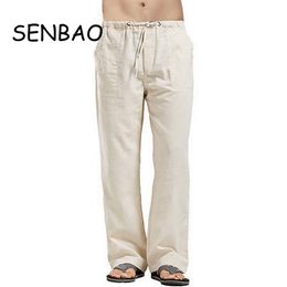Pants Seocasual Lightweight Linen Drawstrintg Elastic Waist Summer Beach Pants with Pocket Joggers Trousers Men Pantaloon
