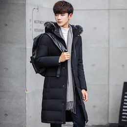 Men's Down High Quality Luxury Men Jacket Casual Solid Fur Collar Hooded Outwear 2023 Winter Thick Warm Overcoat Plus Size