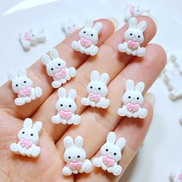 Decorative Objects Figurines 20pcs Cute 1215mm Resin Mini Rabbit Flat Back Cabochon Scrapbook Kawaii DIY Embellishments Accessories 230428