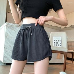 Women's Shorts Trendy Casual Elastic Waistband Lace-up Wide Leg High Waist Sports Breathable Fitness Streetwear