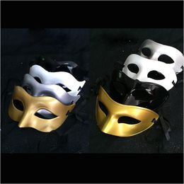 Party Masks Mens Lady Masquerade Mask Fancy Dress Venetian Plastic Half Face Optional Mticolor Black White Gold Drop Delivery Home G Dh36K