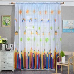 Curtain Cartoon Colourful Pencil Curtains For Kids Living Rooms Children Bedrooms Tulle Decoration Cortinas Para La Sala