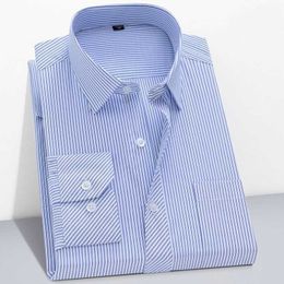 Men's Dress Shirts Branded Cotton Shirts for Men Long Sleeve Striped Shirt Male Shirt Business Casual Red Grey Blue Orange New Regular Fit P230427