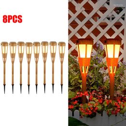 Solar Bamboo Flame Lights Outdoor Flickering Landscape Light Villa Garden Pathway Lawn Lamp