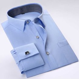 Men's Dress Shirts Quality 2021 French Cufflinks Shirt Men's Long Sleeve Tuxedo Male Brand Slim Fit White Button Cuff Social Men Dress Shirts P230427