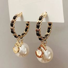 Stud Luxury Retro No. 5 Pearl Ring Earring Accessories Girl Gift Women's Earrings Fashion Jewelry 231128