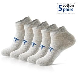 Men's Socks 5 Pairs Fashion Athletic Letters Print Breathable Sweat-wicking Comfortable Low Cut Ankle For Daily Wear Gift