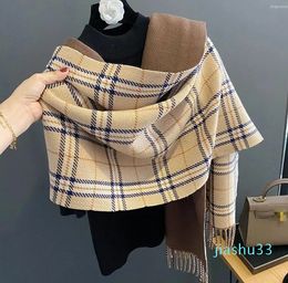 Scarves Luxury Cashmere Lattice Women Scarf Winter Shawl And Wrap Bandana Pashmina Tassel Female Foulard Thick Blanket Christmas Gift