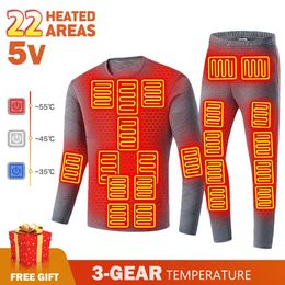 Men's Thermal Underwear Heated Jacket USB Undershirt Thermal Underwear Ski Jacket Self-heating Cotton Jacket Cotton Pants Thermal Suit Men Women Hiking 231128