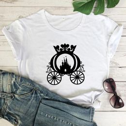 Women's T Shirts Vintage Summer Vacation Gift Tshirt Femme Cute Pumpkin Car And Castle T-shirt Aesthetic Women Graphic Magical Halloween Tee