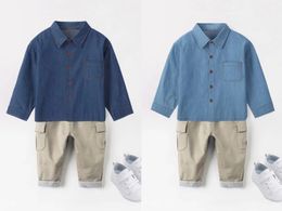 boy clothes jean shirts blue Colour designer toddler boys fashion outfits clothes 90-160 cm little girls jeans shirt2024