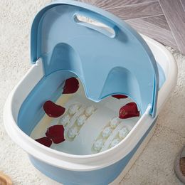 Bathtubs Folding Foot Wash Tub with Lid Sauna Soaking Foaming Massage Bucket Pedicure Foot Bath Basin Portable Foldable Footbath Hot Tubs