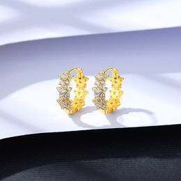 New Trendy Micro Set Zircon S925 Silver Stud Earrings Jewellery Women Retro Plated 18k Gold Flower Ear Buckle Earrings for Women Wedding Party Valentine's Day Gift SPC