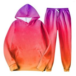 Men's Tracksuits 2 Pieces Sets Tracksuit Hooded Sweatshirt Drawstring Pants Male Sport Hoodies Running Sportswear Men Winter Gradient Outfit