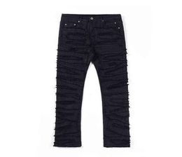 Owen Seak Men Wax Denim Jeans Cotton Gothic Men039s Clothing Coated Autumn Straight Solid Black Pants11878637