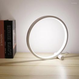 Table Lamps 25CM LED Lamp Bedroom Circular Desk For Living Room Bedside Touch Lampe De Chevet Round Night Light Decoration