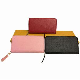 Whole Fashion 3 Colours Single Zipper Pocke Men Women Leather Wallet Lady Ladies Long Purse Card Holde With Box Card Dust Bag 2255G