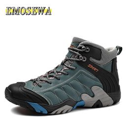 Boots EMOSEWA Men Winter Snow Waterproof Leather Sneakers Super Warm Mens Outdoor Male Hiking Work Shoes Size 3845 231128