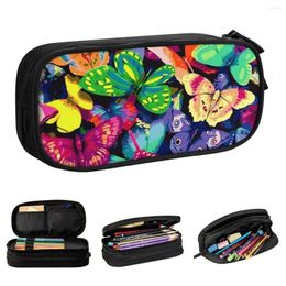 Cosmetic Bags Bright Barbasky Butterfly Oil Painting Pencil Case Lovely Pen Box Bag Girl Boy Big Capacity Office Gift