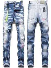 2022 Brand Mens Denim Pants Mens Fashion Casual Slim Fake Zipper Hole Jeans Vintage Stretch Denim Trousers Streetwear 14921090
