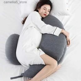 Maternity Pillows Modern Style Cotton Stripe Pregnant Woman Pillow Soft Comfort Belly Support Waist Side Sleep Special Pillow Multifunction Cushio Q231128