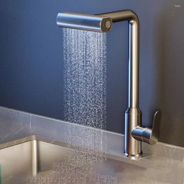 Kitchen Faucets Tianview Stainless Steel Single Cold Faucet Waterfall And Can Rotate Shower Scrape Wash Mode