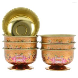 Dinnerware Sets 7 Pcs Alloy Altar Cup Zen Bowl Yoga Decor Water Container Offering Sacrifice Desk Topper