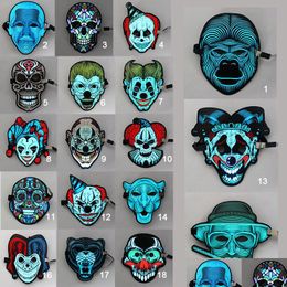 Party Masks Partys Led Sound Control Mask Bar Atmosphere Props Halloween Glow Cold Light Masquerade Portable Flexible With Many Styl Dhud2