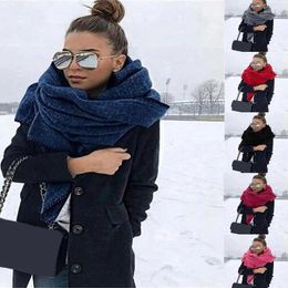 Scarves Winter Scarf For Women Cashmere Warm Solid Pashmina Wraps Female Thick Soft Big Shawl Long Stoles Cape