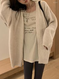 Women's Knits Hsa Women Open Warm Cardigan Long Sleeve Pink Beige Sweater Cardigans Loose Oversized Chic Knitted Korean Jackets Y2K Clothes