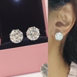 Stud Minimum crystal cubic zirconia screw earrings suitable for women/men 6-claw design fashionable earrings silver gold black hot Jewellery 231128