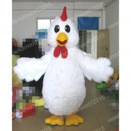 Performance White Chicken Mascot Costumes Cartoon Carnival Hallowen Performance Unisex Fancy Games Outfit Holiday Outdoor Advertising Outfit Suit